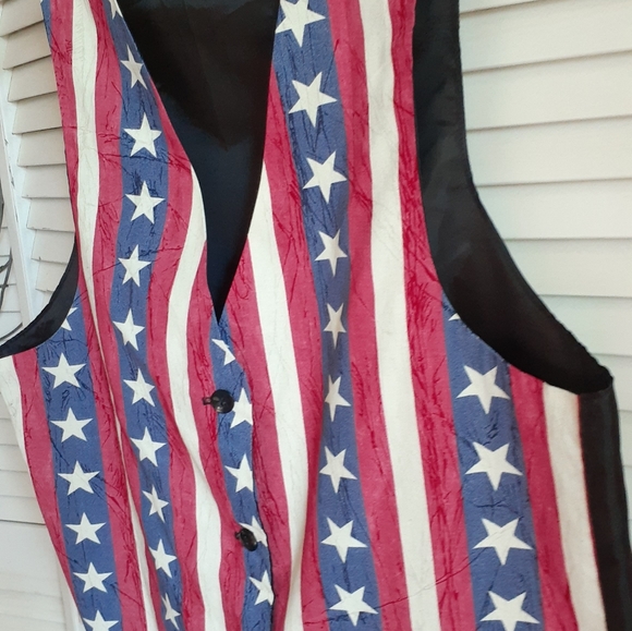 Red, white and blue stars and stripes unisex groovy vintage vest independence - Picture 4 of 9